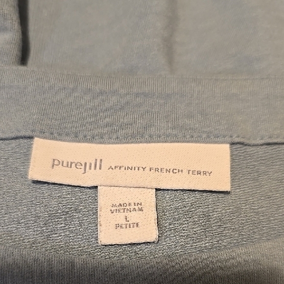 Pure Jill Affinity Blue Long Sleeve French Terry Top LP - Picture 2 of 5